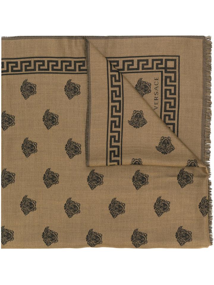 Versace Medusa Grecca Scarf - Brown