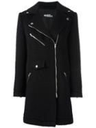 Jeremy Scott Off-centre Zipped Coat, Women's, Size: 42, Black, Virgin Wool/mohair/polyamide/acetate