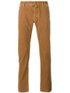 Jacob Cohen - Checked Slim-fit Trousers - Men - Cotton/spandex/elastane - 32, Yellow/orange, Cotton/spandex/elastane