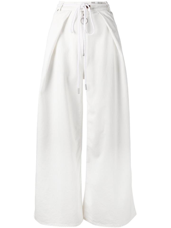 Off-white - 'diagonals' Tulip Trousers - Women - Cotton/spandex/elastane - 26, Women's, White, Cotton/spandex/elastane