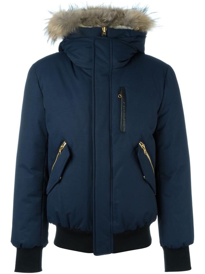 Mackage 'dixon' Padded Coat, Men's, Size: 40, Blue, Cotton/feather Down/acrylic/racoon Fur