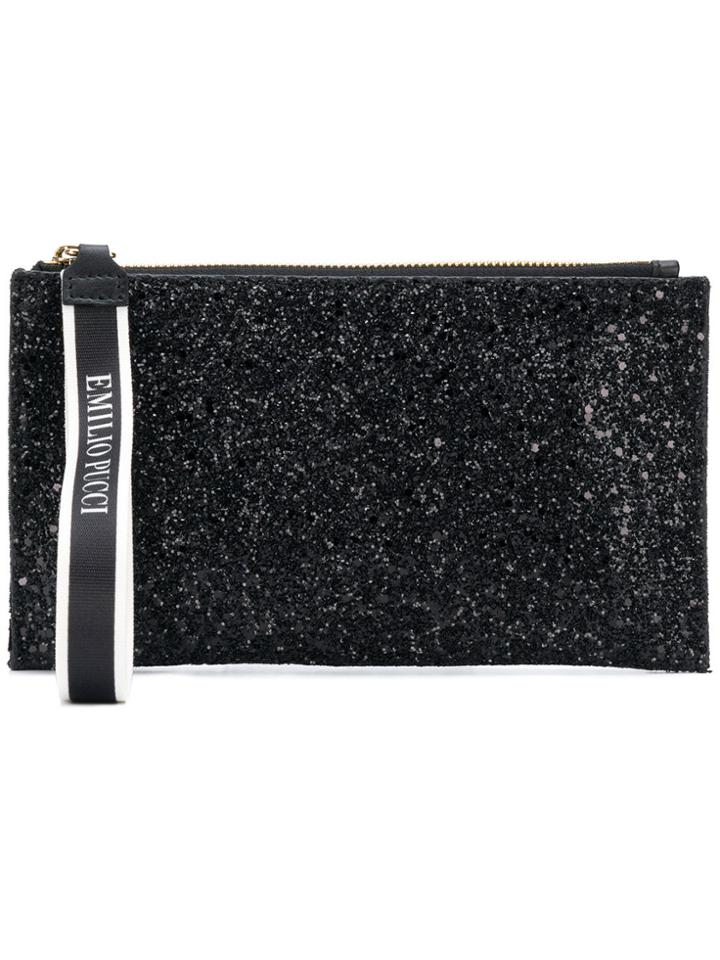 Emilio Pucci Glittery Zipped Clutch - Black