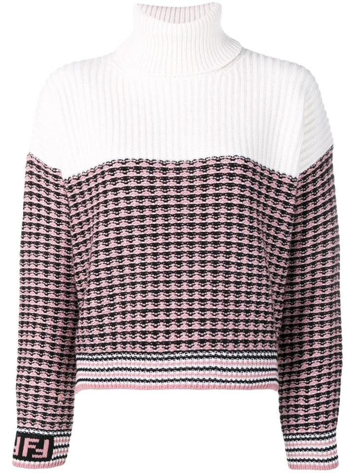 Fendi Contrast Knit Jumper - Pink