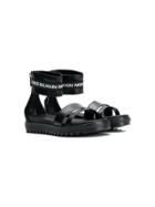 Balmain Kids Teen Logo Cuff Sandals - Black