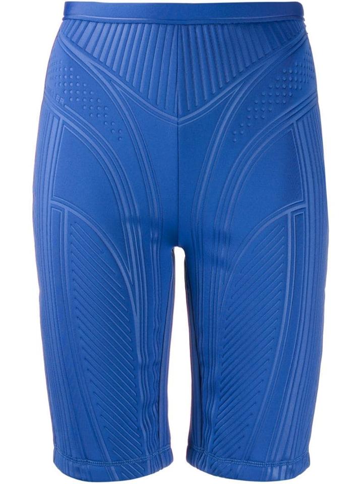 Mugler Fitted Bike Shorts - Blue