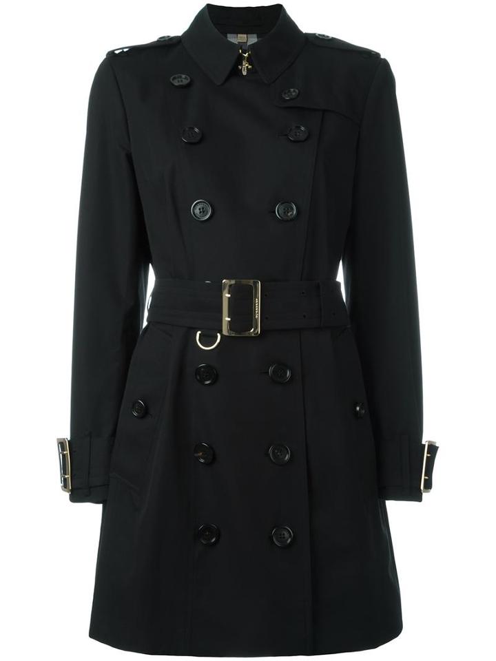 Burberry Belted Coat, Women's, Size: 6, Black, Cotton/viscose