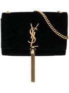 Saint Laurent Small Kate Monogram Velvet Bag - Black