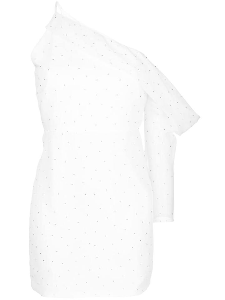 Michelle Mason Asymmetric Sleeve Mini Dress - White