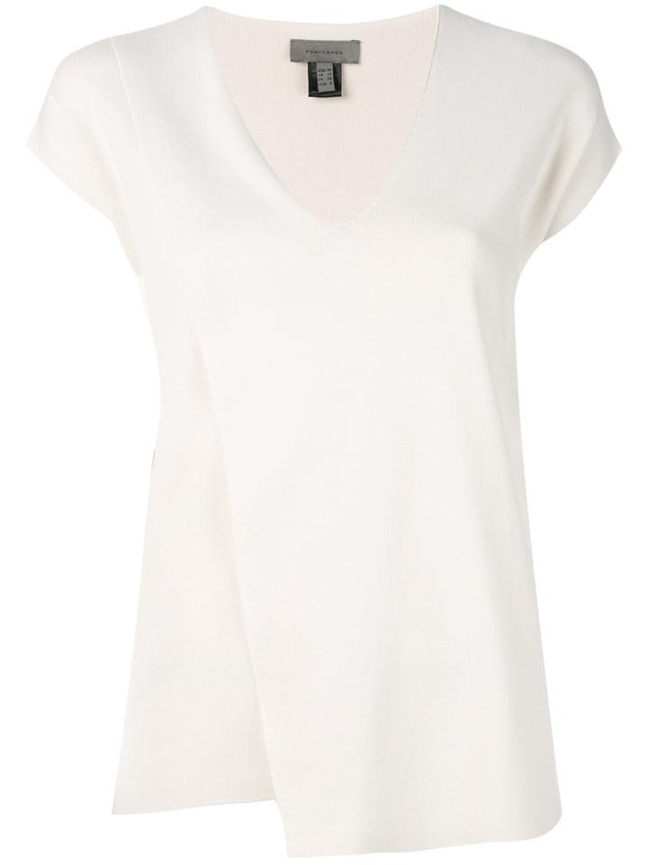 Tony Cohen - Wrap T-shirt - Women - Nylon/rayon - 38, Women's, White, Nylon/rayon
