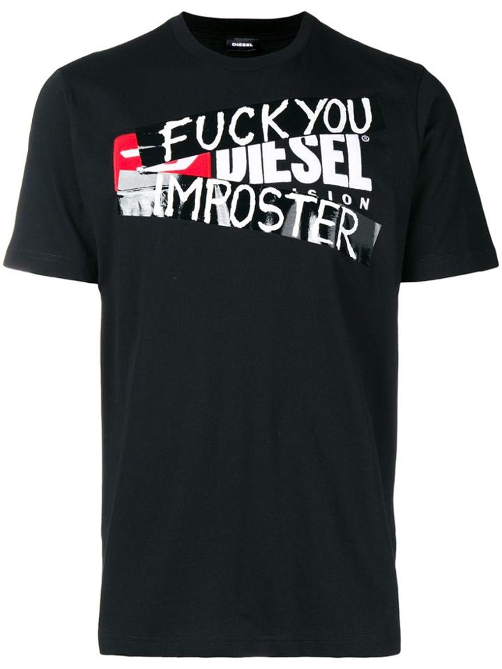 Diesel 'fuck You Imposter' Print T-shirt - Black