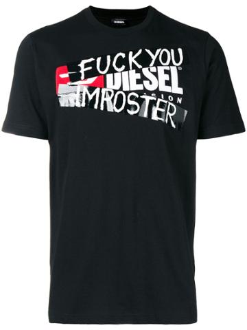 Diesel 'fuck You Imposter' Print T-shirt - Black