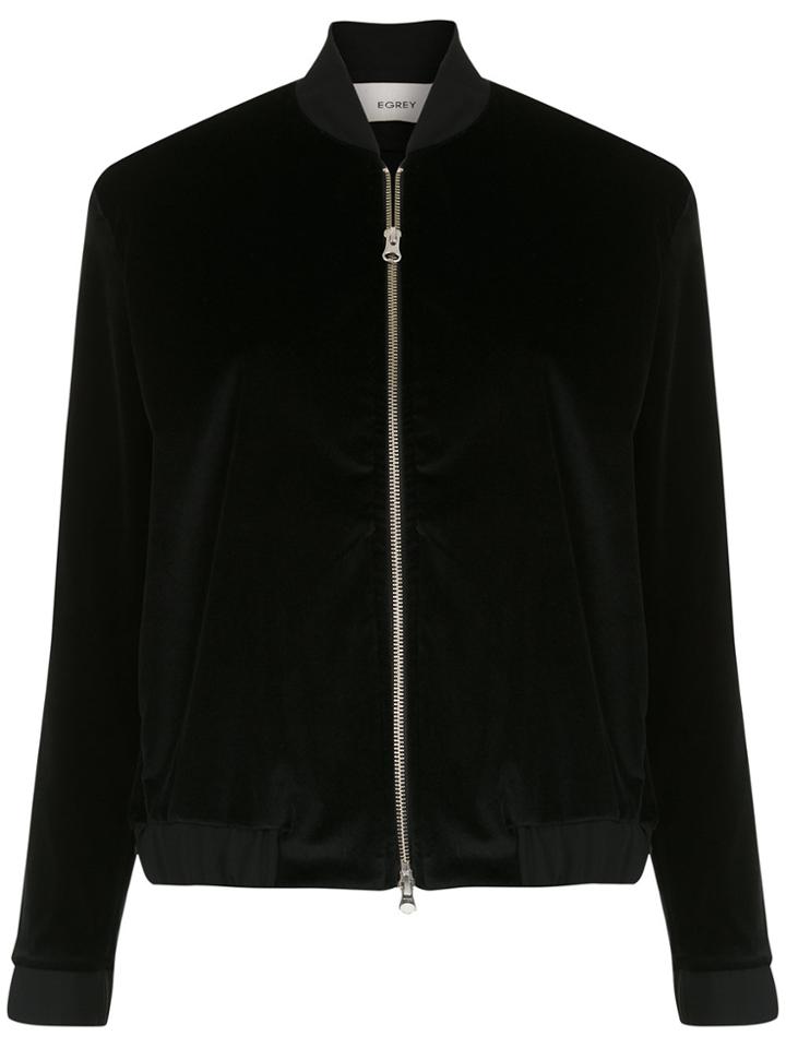 Egrey Velvet Bomber Jacket - Black