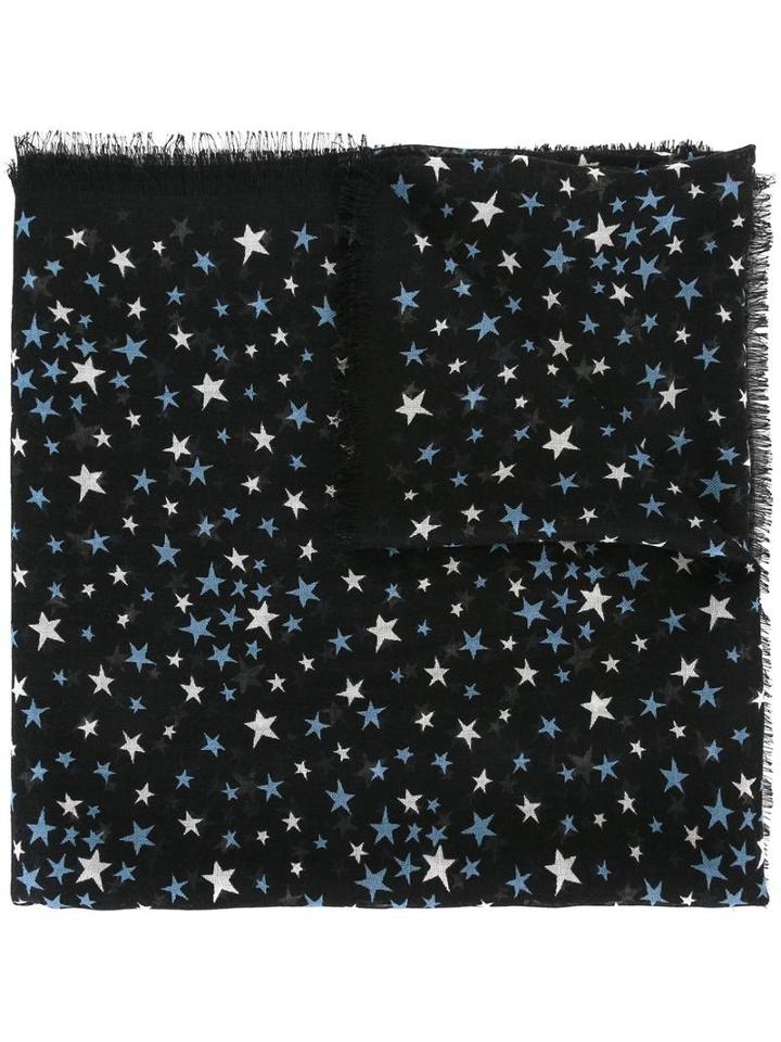 Saint Laurent 'étoiles' Small Printed Scarf, Women's, Black, Cashmere/silk