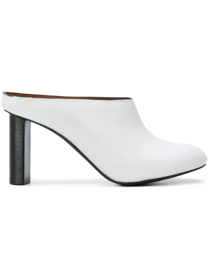 Joseph Round Toe Backless Mules - White