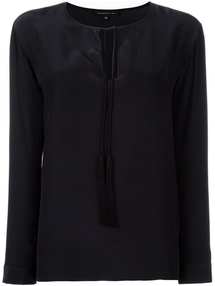 Barbara Bui Tassel Keyhole Detail Blouse, Women's, Size: 38, Black, Silk