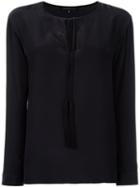 Barbara Bui Tassel Keyhole Detail Blouse, Women's, Size: 38, Black, Silk