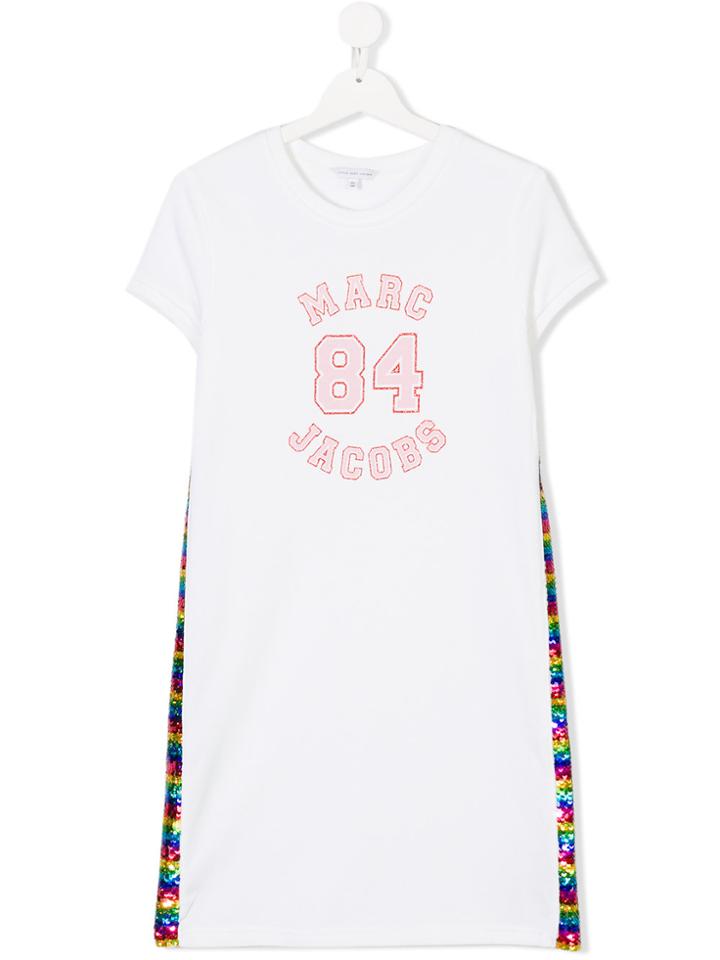 Little Marc Jacobs Sequinned T-shirt Dress - White