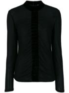 Tom Ford - Velvet Trim Blouse - Women - Polyester/acetate/viscose - 38, Black, Polyester/acetate/viscose