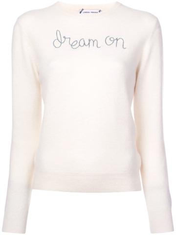 Lingua Franca Dream On Embroidered Sweater - White