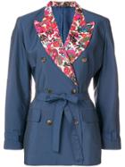 Jean Paul Gaultier Vintage Floral Detail Tied Blazer - Blue