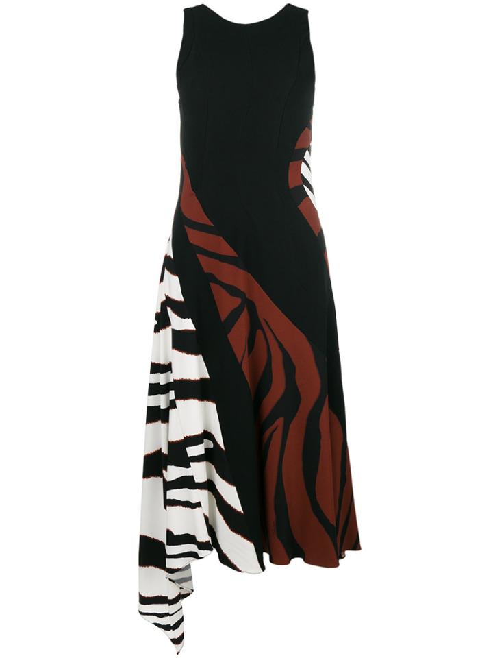 Roberto Cavalli Zebra Print Flared Dress - Black