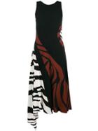 Roberto Cavalli Zebra Print Flared Dress - Black