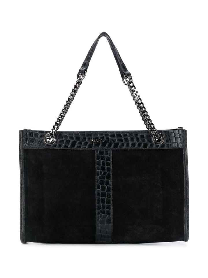 Marc Ellis Croc Panelled Tote - Black
