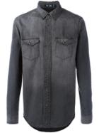 Blk Dnm Front Pockets Denim Shirt, Men's, Size: Medium, Grey, Cotton