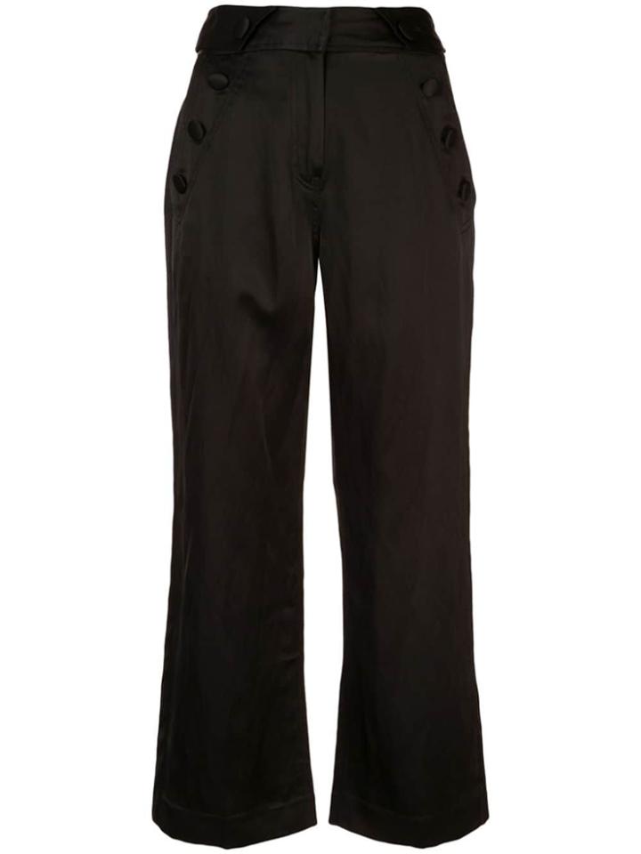 Derek Lam 10 Crosby Slim Satin Culotte With Button Detail - Black