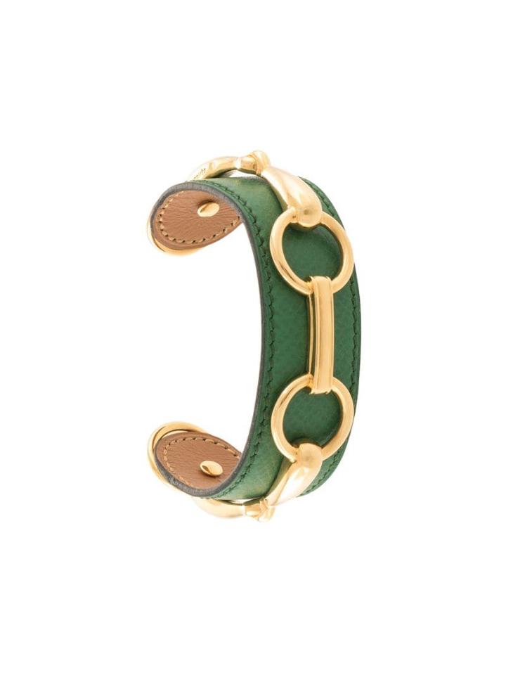 Hermès Pre-owned Leather Buckle Bangle - Green