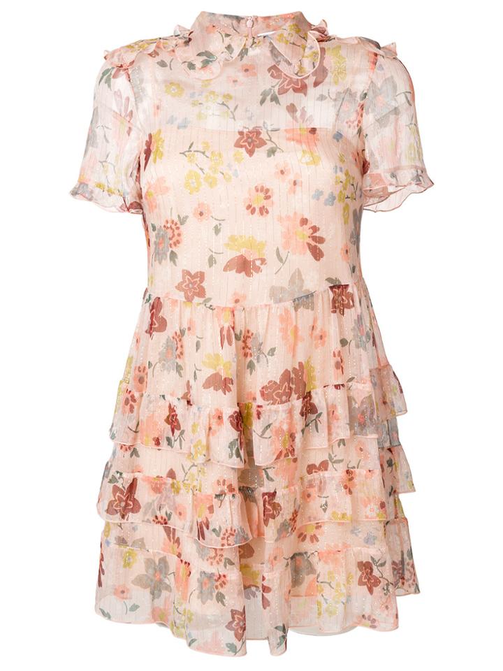 Red Valentino Floral Print Sheer Dress - Nude & Neutrals