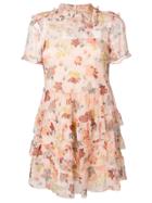 Red Valentino Floral Print Sheer Dress - Nude & Neutrals