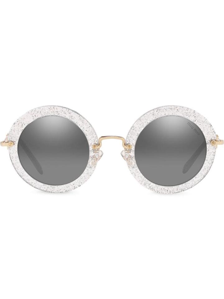 Miu Miu Eyewear Round Noir Sunglasses - Silver