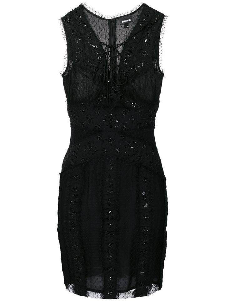Just Cavalli Fitted Lace-up Dress - Black