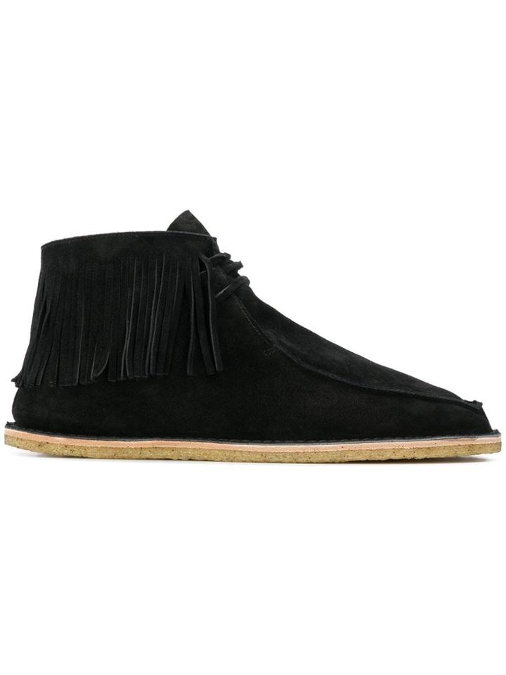 Saint Laurent Flat Fringed Booties - Black