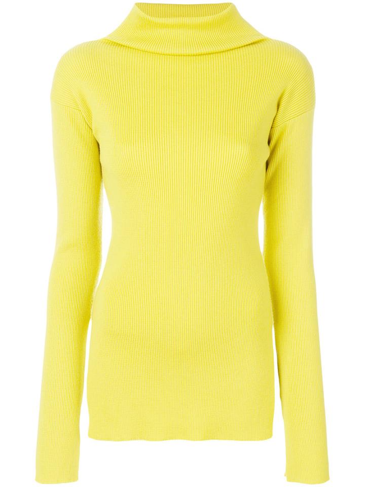 Erika Cavallini - Side-slit Jumper - Women - Virgin Wool - L, Yellow/orange, Virgin Wool