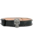 Philipp Plein Embellished Skul Belt - Black