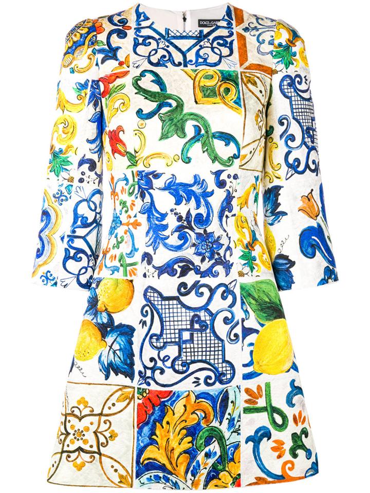 Dolce & Gabbana Majolica Print Dress - Yellow & Orange