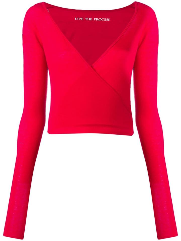 Live The Process Red Wrap Top