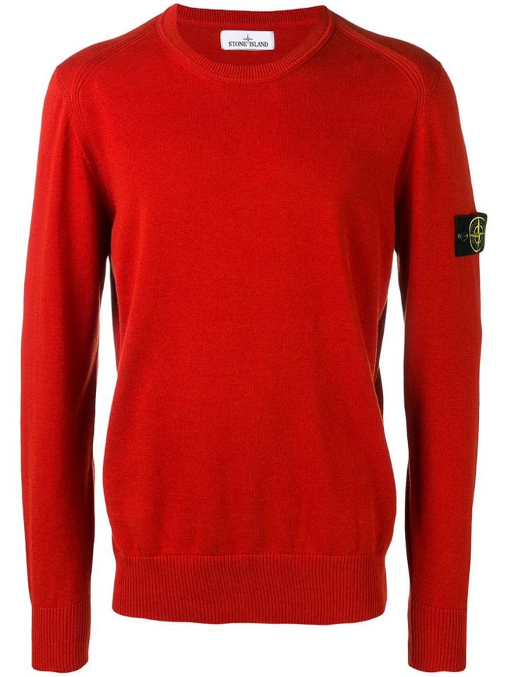Stone Island Logo Patch Sweater - Orange