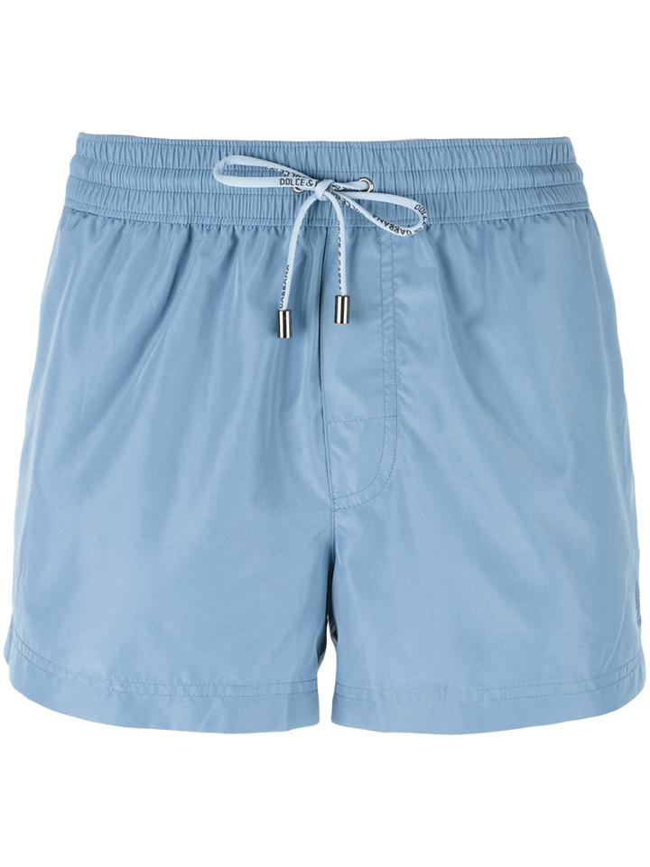 Dolce & Gabbana Drawstring Swim Shorts, Men's, Size: 7, Blue, Polyester