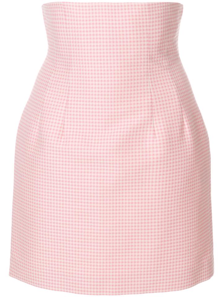 Sara Battaglia High-waisted Gingham Skirt - Pink & Purple