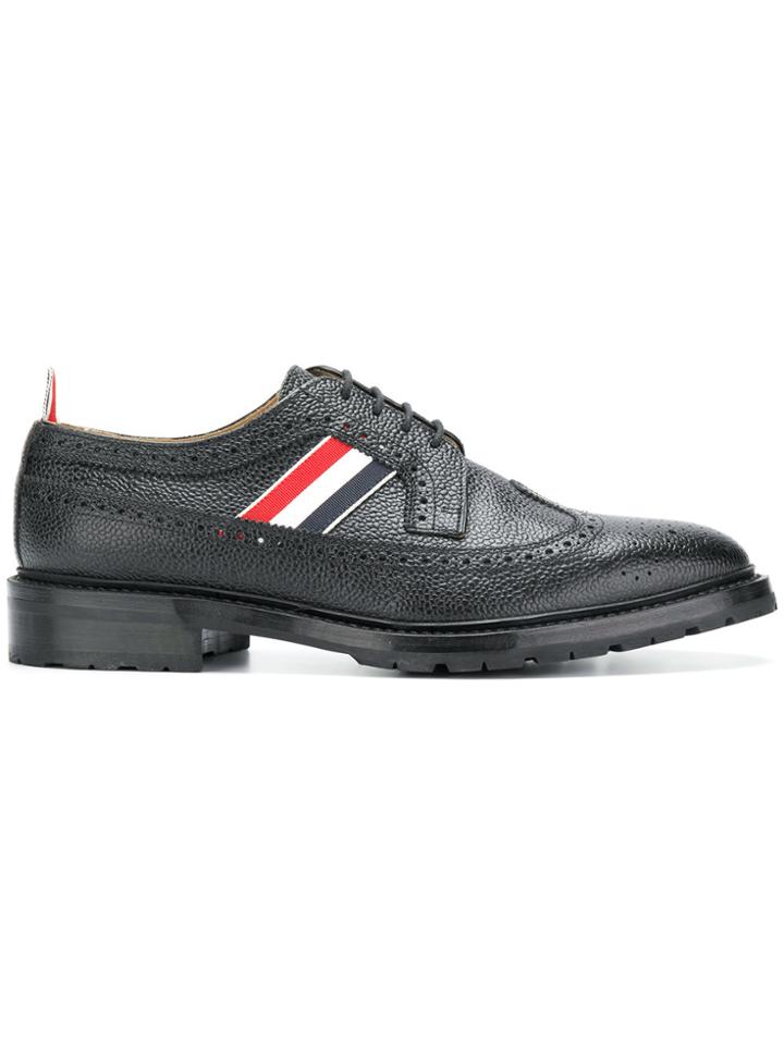 Thom Browne Tricolor Webbing Classic Longwing Brogue - Black