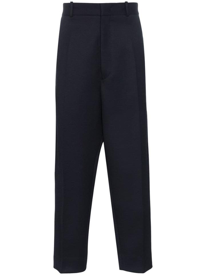 Jil Sander Stitch Detail Tailored Wool Trousers - Blue