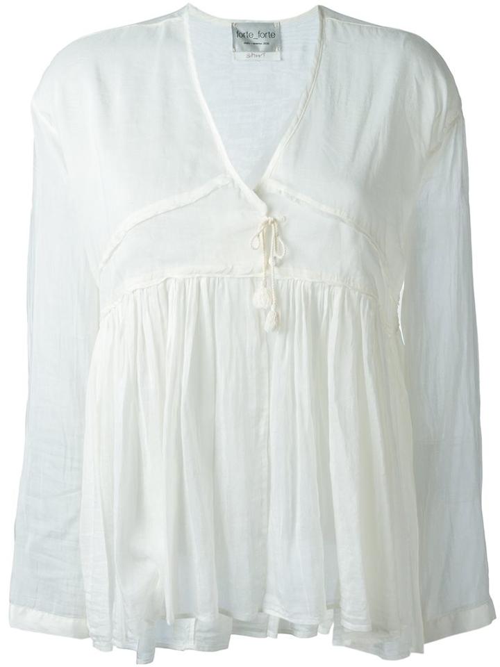 Forte Forte V-neck Blouse, Women's, Size: I, White, Silk/cotton