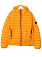 Stone Island Junior Teen Hooded Down Jacket - Yellow & Orange