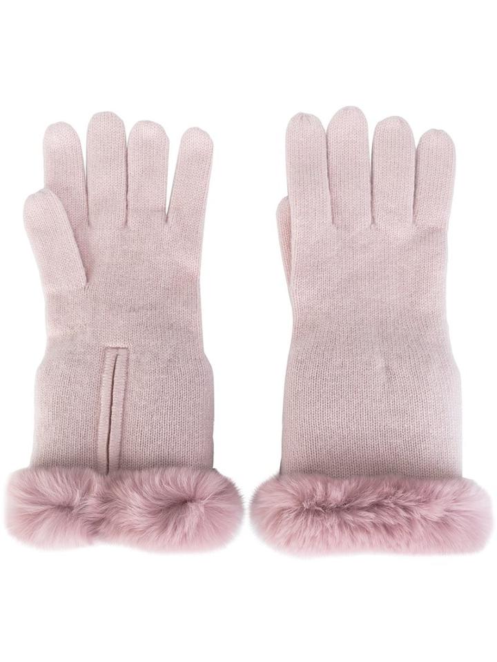 N.peal Cashmere Gloves, Women's, Pink/purple, Rabbit Fur/cashmere