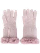 N.peal Cashmere Gloves, Women's, Pink/purple, Rabbit Fur/cashmere