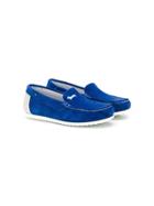 Harmont & Blaine Junior Embroidered Logo Mocassins - Blue