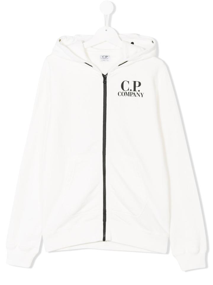 Cp Company Kids Teen Goggle Hood Hoodie - White